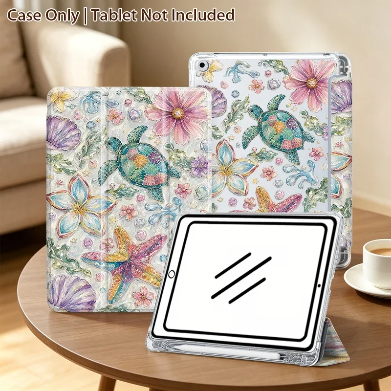 Tri-fold Stand Cover with Double-sided Color Print for iPad 11(A16)/7/8/9/Pro11/Air4/5 10.9/Mini6/7/Pro9.7/10.5/Air1/2/Air8/11