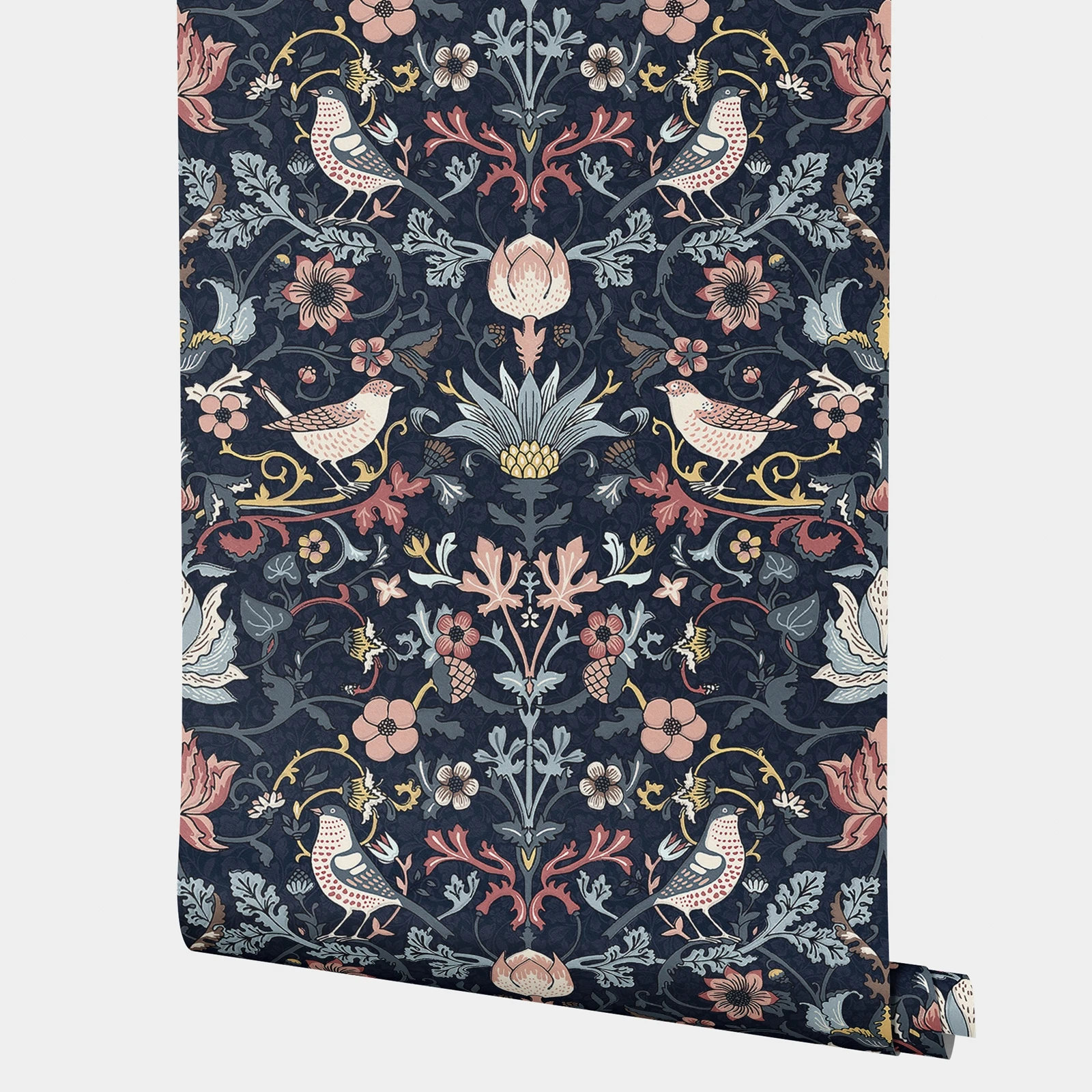 

Очаровательные обои с иллюстрацией птицы и цвета для домашнего декора, роскошные обои темно-синего оттенка, винтажный дизайн настенной бумаги, 50*300 см