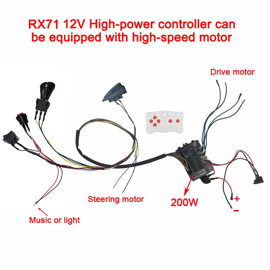 Children electric car DIY modified,Wires and switch kit with 2.4G Bluetooth rc and controller for baby electric car self-made