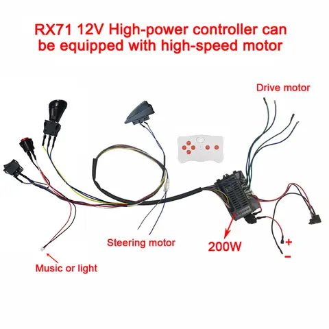 어린이 전기 자동차 DIY 수정, 아기 전기 자동차 자체 제작을위한 2.4G 블루투스 rc 및 컨트롤러가있는 전선 및 스위치 키트