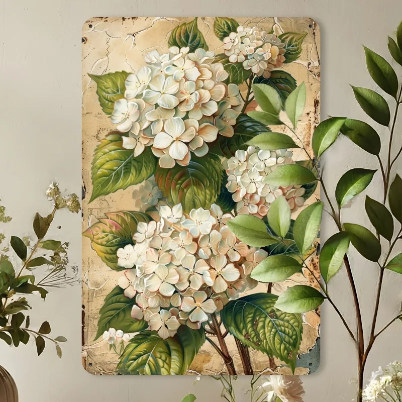 Charming Hydrangea Vintage Metal Tin Sign - Perfect for Home,Office,or Cafe Decor,Indoor/Outdoor Wall Art,Perfect for Room De