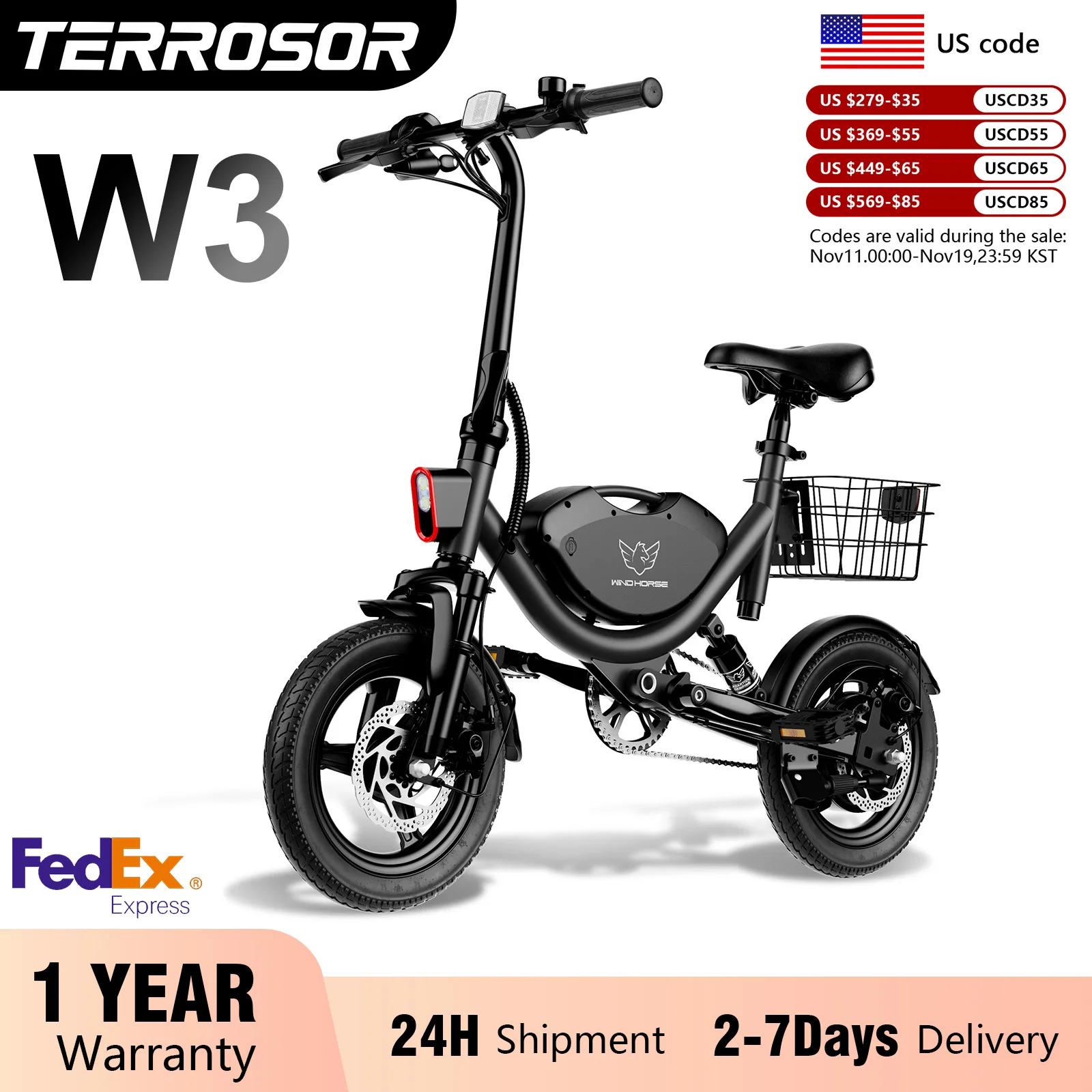 

【1 Year Warranty】Terrosor Electric Bike,26"x4.0 Fat Tire Ebike for Adults,500W Peak,Electric Folding Bike,19.9mph,E bike UL2849