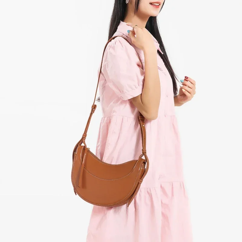 New Underarm Saddle Bags Fashion Solid Color High Quality Leather Purses and Handbags for Women Casual Shoulder Crossbody Bag