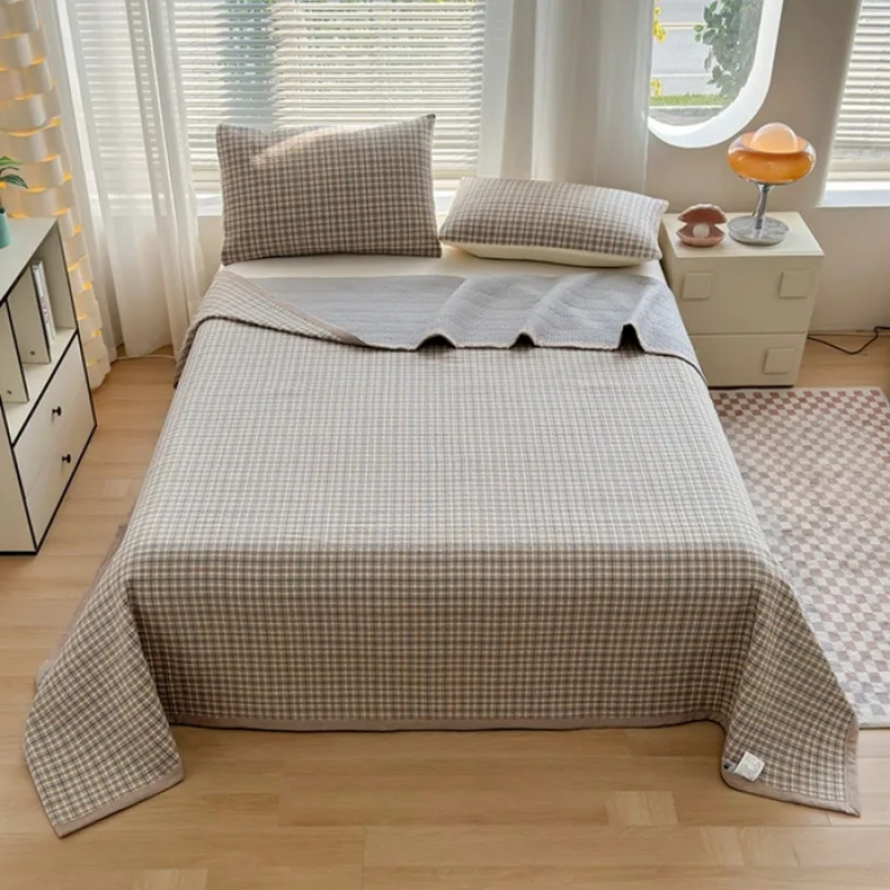 

2025 new cotton yarn-dyed washed cotton plaid bed cover single piece student dormitory bed sheet fashionable and simple home