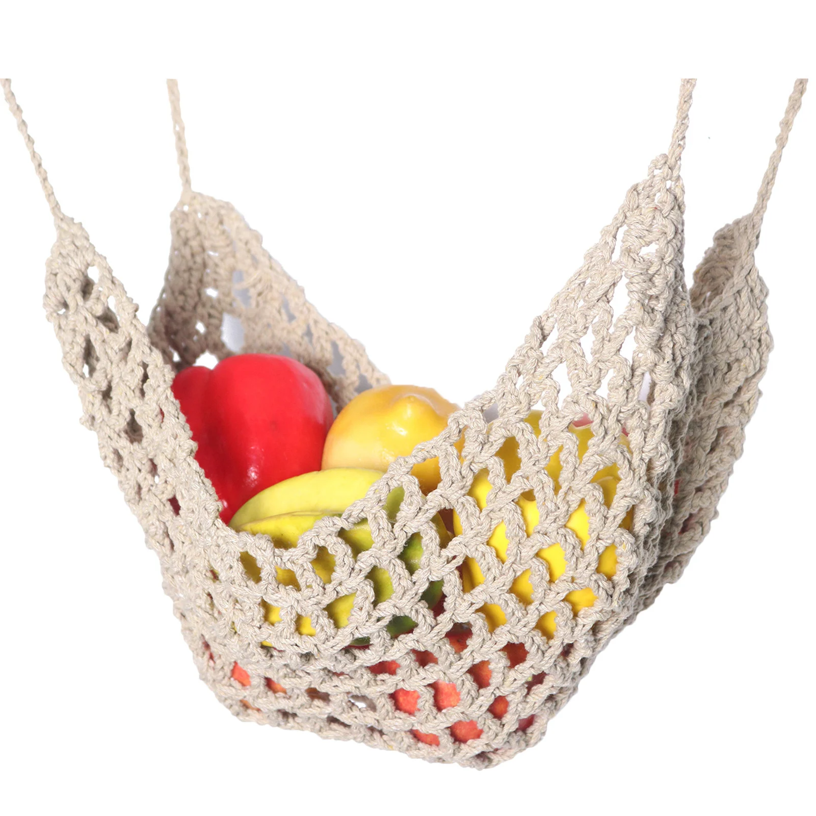 Hand-Woven Macrame Vegetable Hammock Net Under Cabinet Fruit Han ging Basket Kitchen Storage Organizer Ha ng MiniTapestry Decor