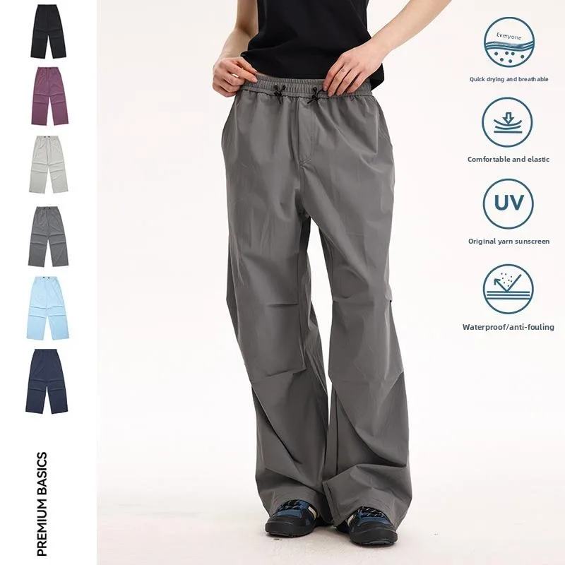 

Водонепроницаемые солнцезащитные брюки-парашюты для активного отдыха, походов, прямые, повседневные, из 100% хлопка, материал ПВХ, рабочая одежда