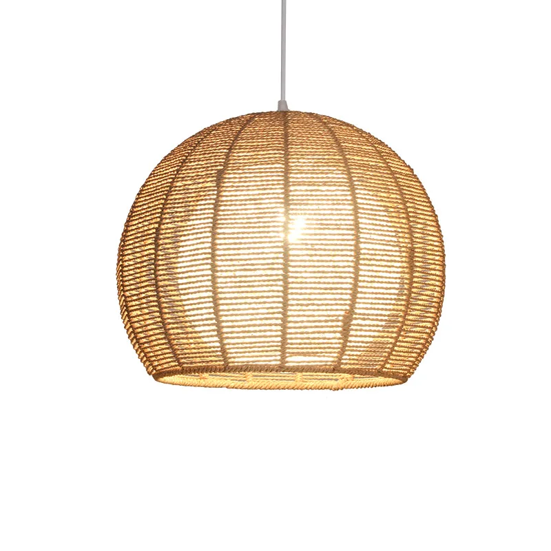 

Log color natural home hemp rope woven chandelier Japanese Nordic rattan art lamp restaurant light
