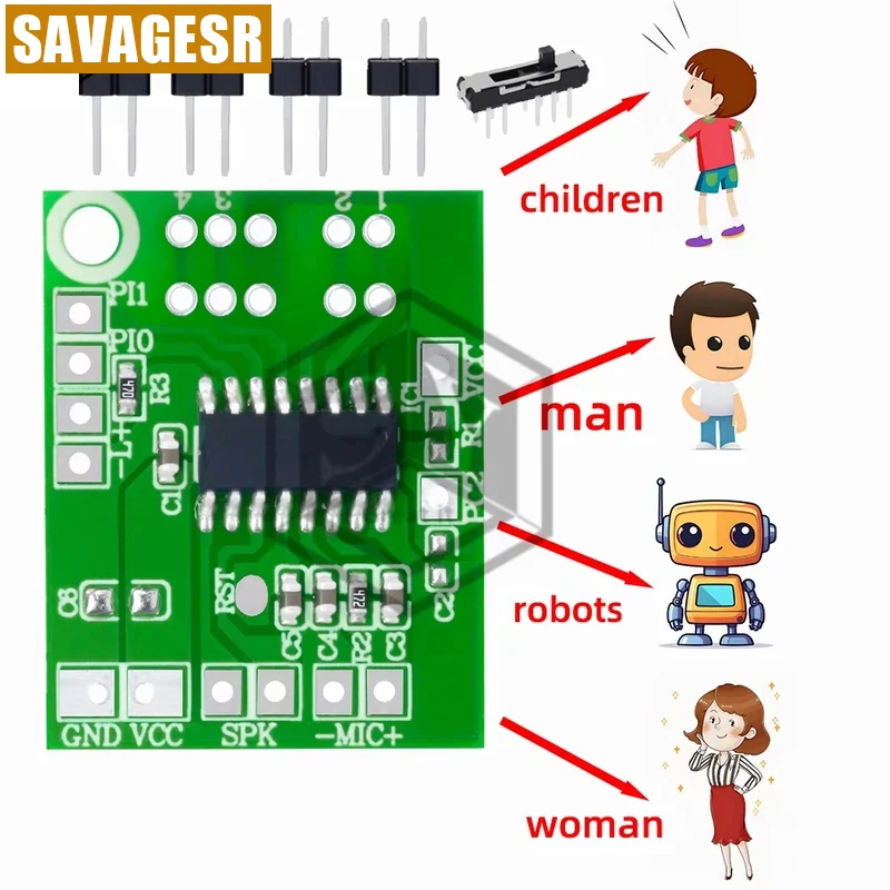 3V-4.5V DIY Voice Changer Module – Robot, Kid, Male/Female Real-Time Voice Effects Circuit for Audio Modulation Projects