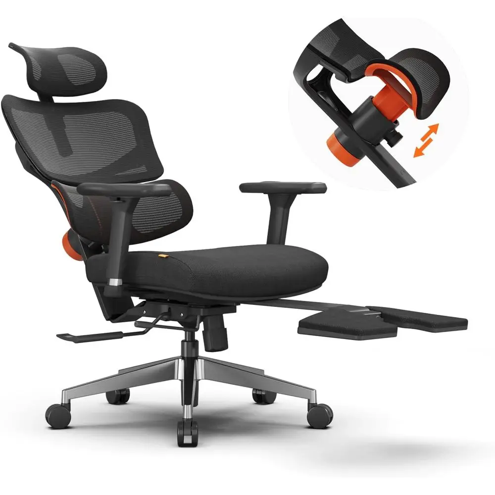 

Полностью регулируемое эргономичное офисное кресло с 4D-подлокотниками и 136 регулировками ° Кресло-реклайнер, черное