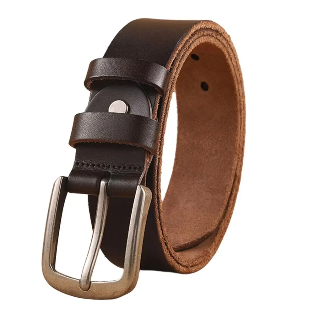 ハードメタルピンバックルウエストバンド高品質ブラウンウエストベルトユニークな本革ジーンズベルトメンズカジュアルベルト男性ベルト