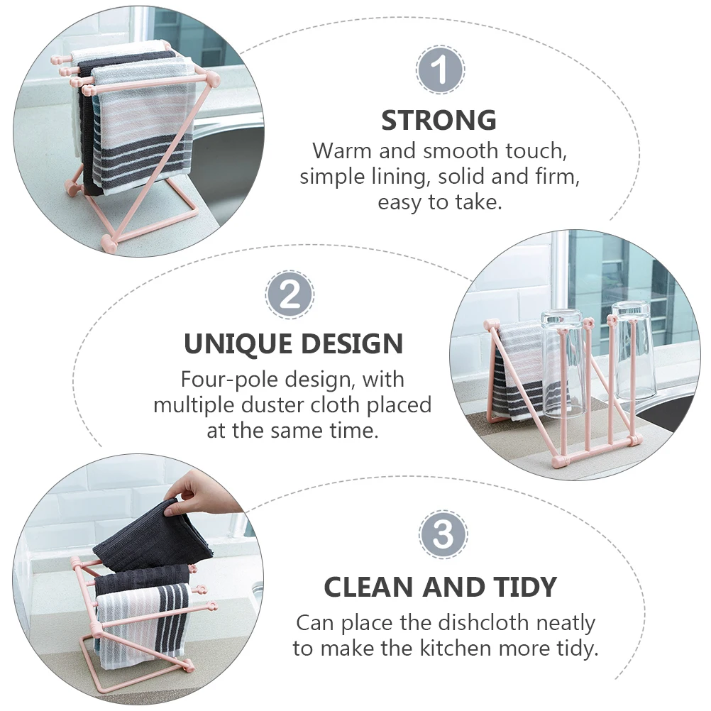 

2pcs Dishcloth Standing Towel Rack Punch-Free Drainage Shelf Foldable Kitchen Organizer Cup Placing Rack 5Cm Spacing Storage