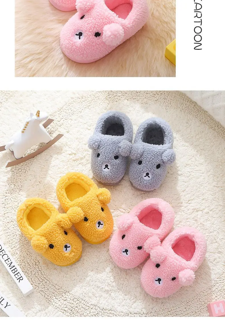 2026 Kinder-Hausschuhe Niedliche Flauschige Winter-Innenschuhe für Zuhause Warme Bequeme Cartoon-Plüsch-Bodenschuhe für Damen – Detail 16