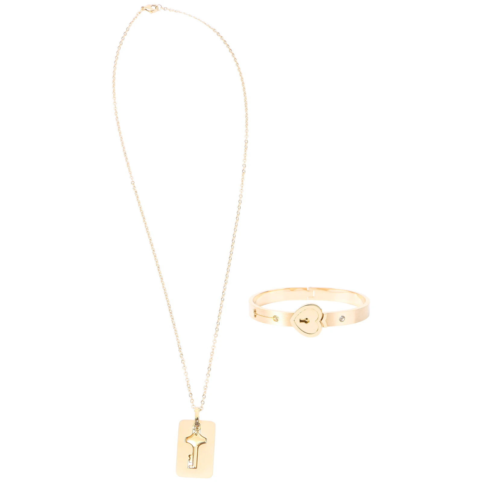 

Shape Bracelet Bracelet Titanium Steel Key Necklace Lock Bangle Charm Fashion Jewelry For Women Gift