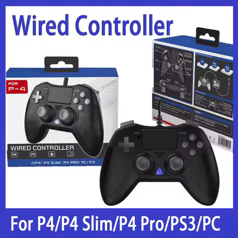 PG-P4018 Wired Game Controller for PS4/PS4 Slim/PS4 Pro/PS3/PC &ndash; Plug-and-Play Triangle Hero Controller with Turbo Function