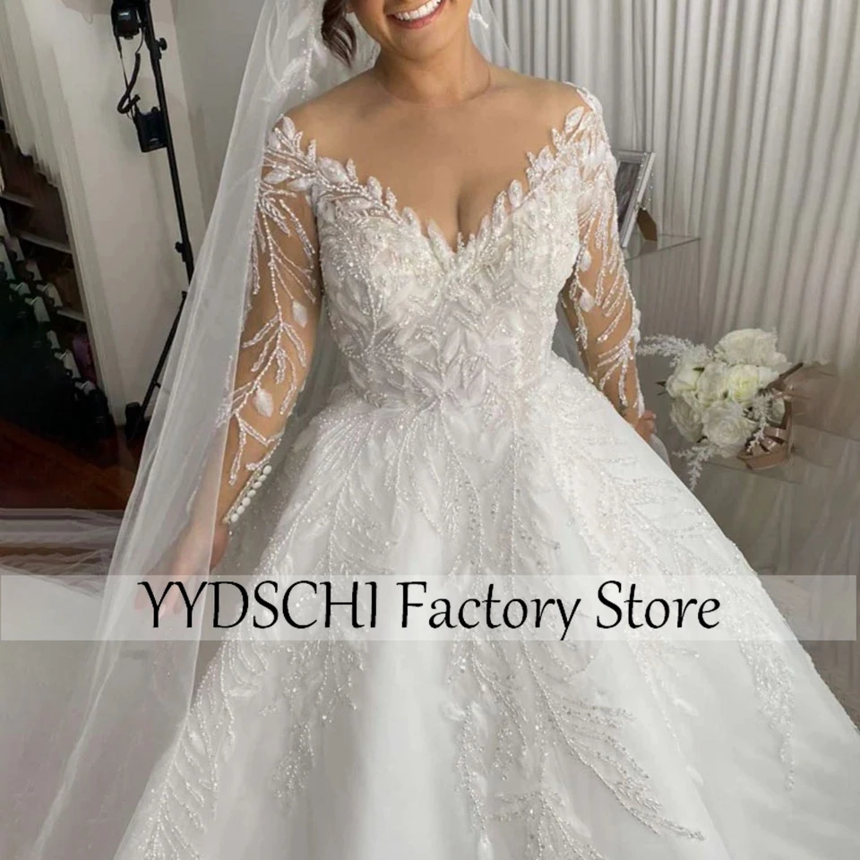

Customized African Luxury Classic V- Neck Shiny 2025 Wedding Dress Long Dress 2025 Bridal Dresses Vestidos De Novia Ball Gown