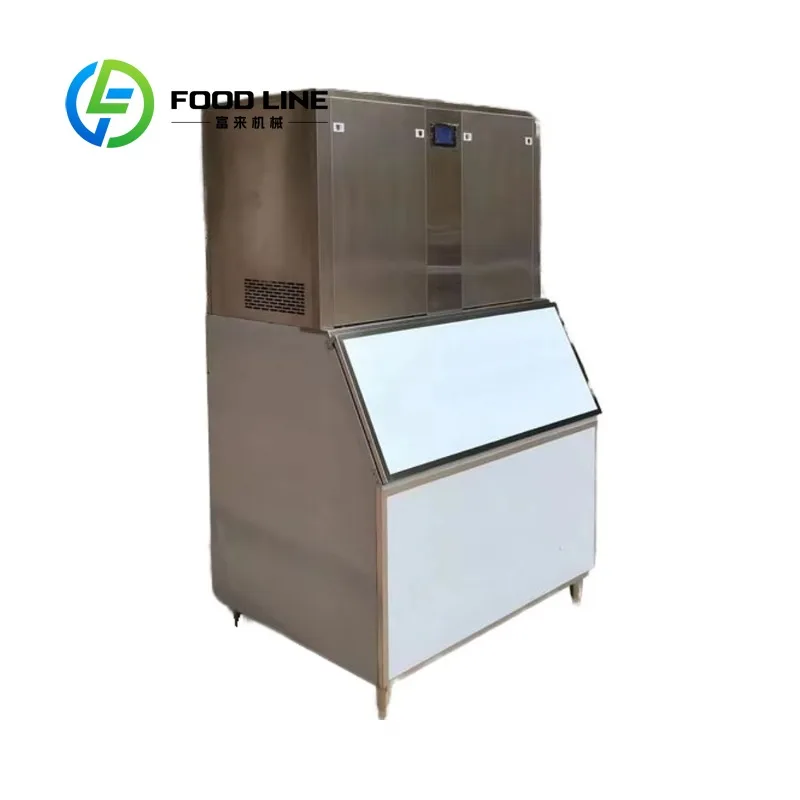 Customized High Efficiency Industrial Ice Cube Machine 500kg 1000kg Output With 700kg Ice Storage Bin For Beverage Production