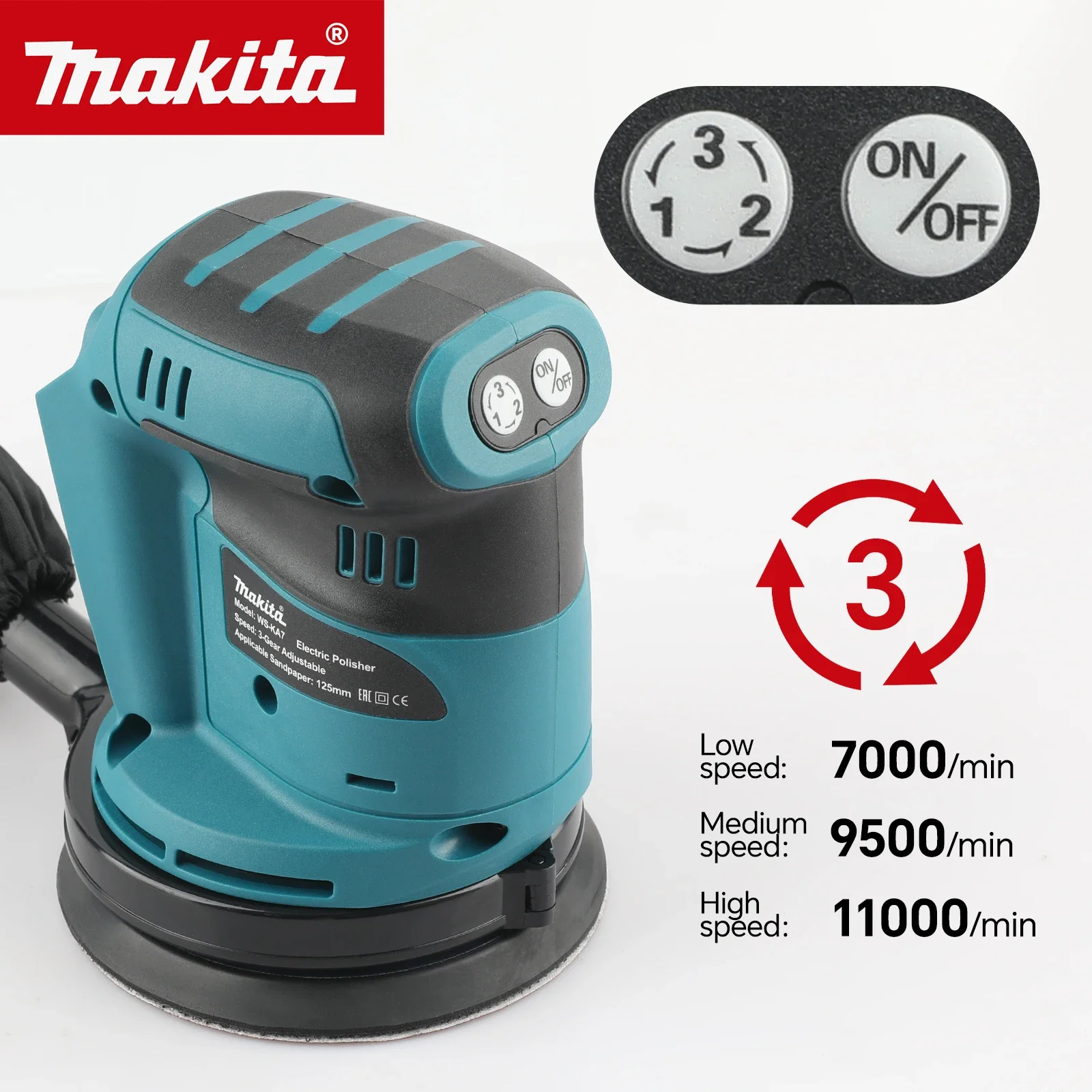 Makita 18V Random Orbital Sander DBO180Z, Cordless Rechargeable, Perfect for Sanding Wood, Putty & Polishing, Bare Tool Only