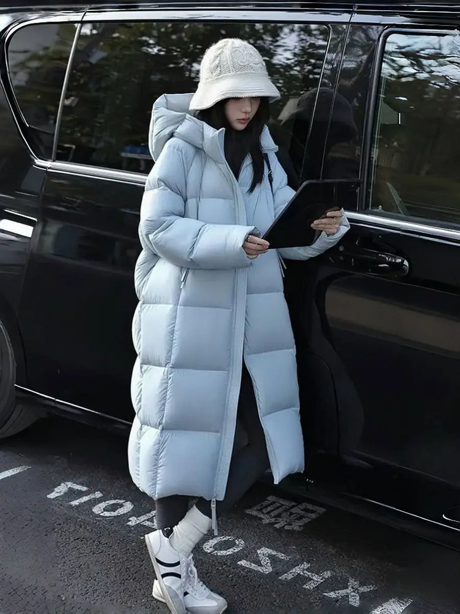 Cloud Puff Jacket For Women, Mid-Length, 2025 New Thickened Hooded Over-The-Knee Cotton Coat, Puffer Jacket, Outerwear