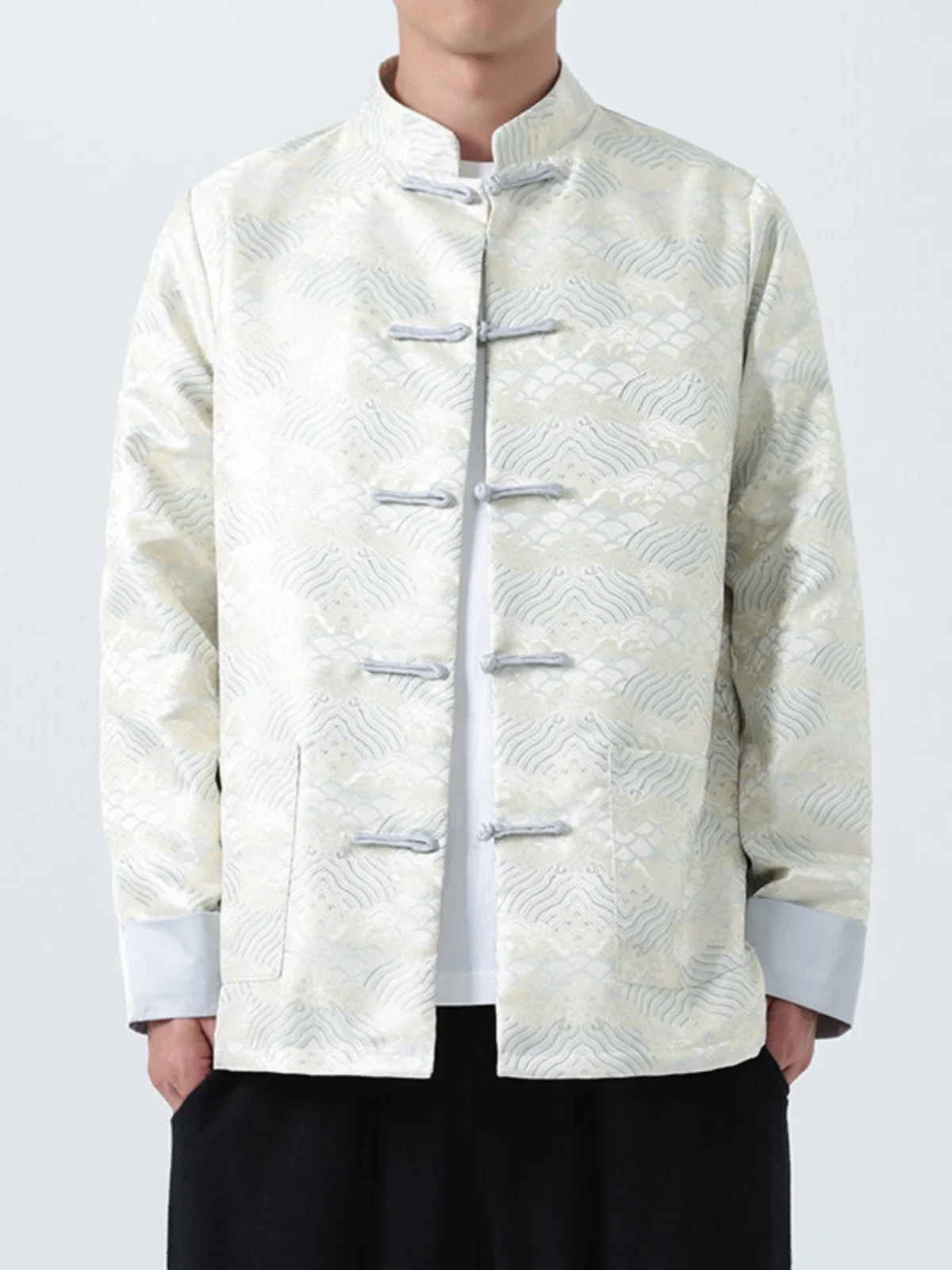 

Новая китайская куртка-танчун с длинным рукавом и воротником-стойкой, мужская одежда, вышитая осенняя верхняя одежда, улучшенный ханьфу