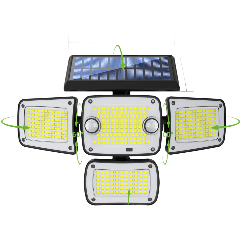 

Солнечный датчик движения, 4 головки для садовой стены, наружного использования, ABS, водонепроницаемый, с широкой зоной обнаружения 120 градусов