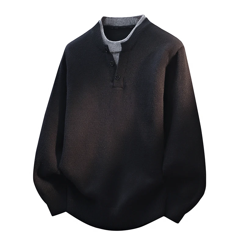 

Мужской вязаный свитер свободного кроя с круглым вырезом, повседневный, осенне-зимний, шерстяной, удобный, дышащий, высококачественный трикотаж