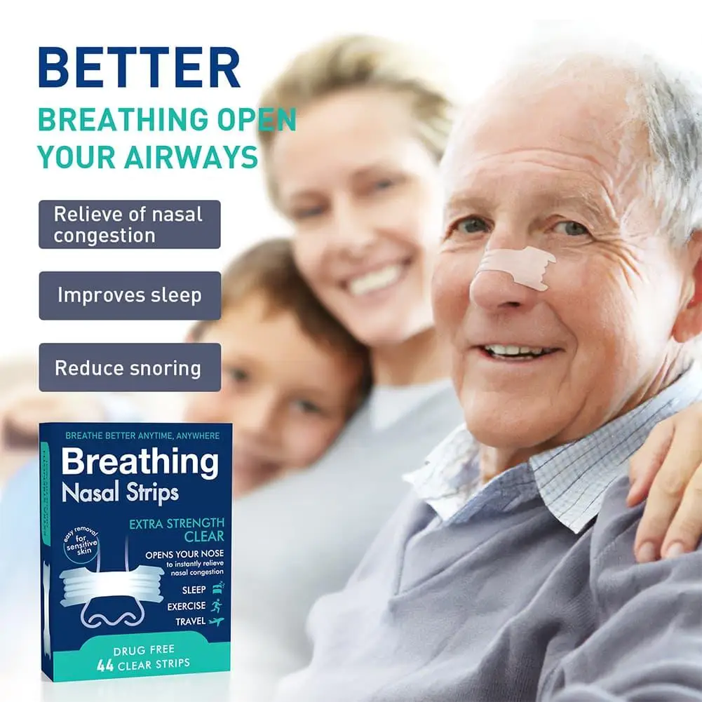 Breathing Nasal Strips Extra Strength, Snoring Reduction Nose Patches Improve Air Circulation, Good for Adults Children's Sleep