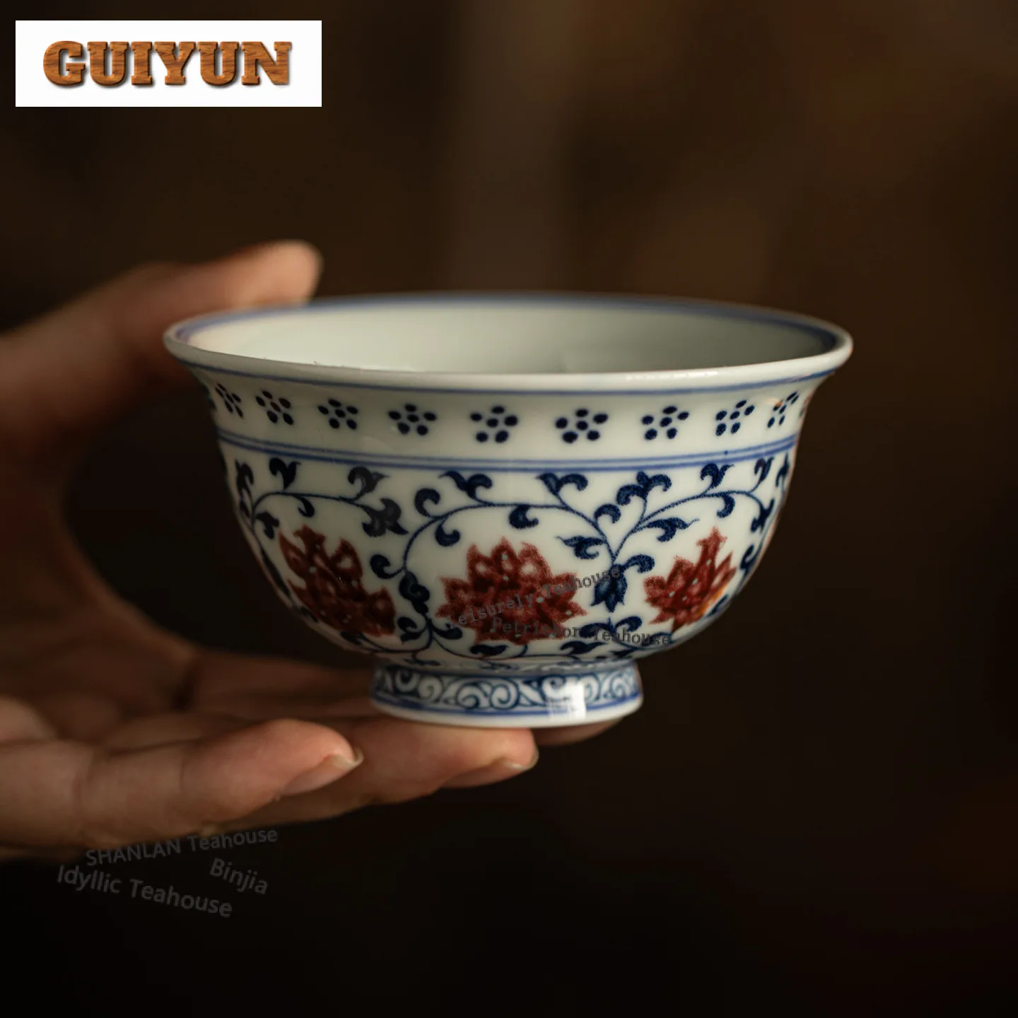 120ml Interlock Branch Lotus Decoration Teacup Handmade Tea Bowl Tea Pair Tea-tasting Fragrance Cup Jianzhan Master Cups Teaset