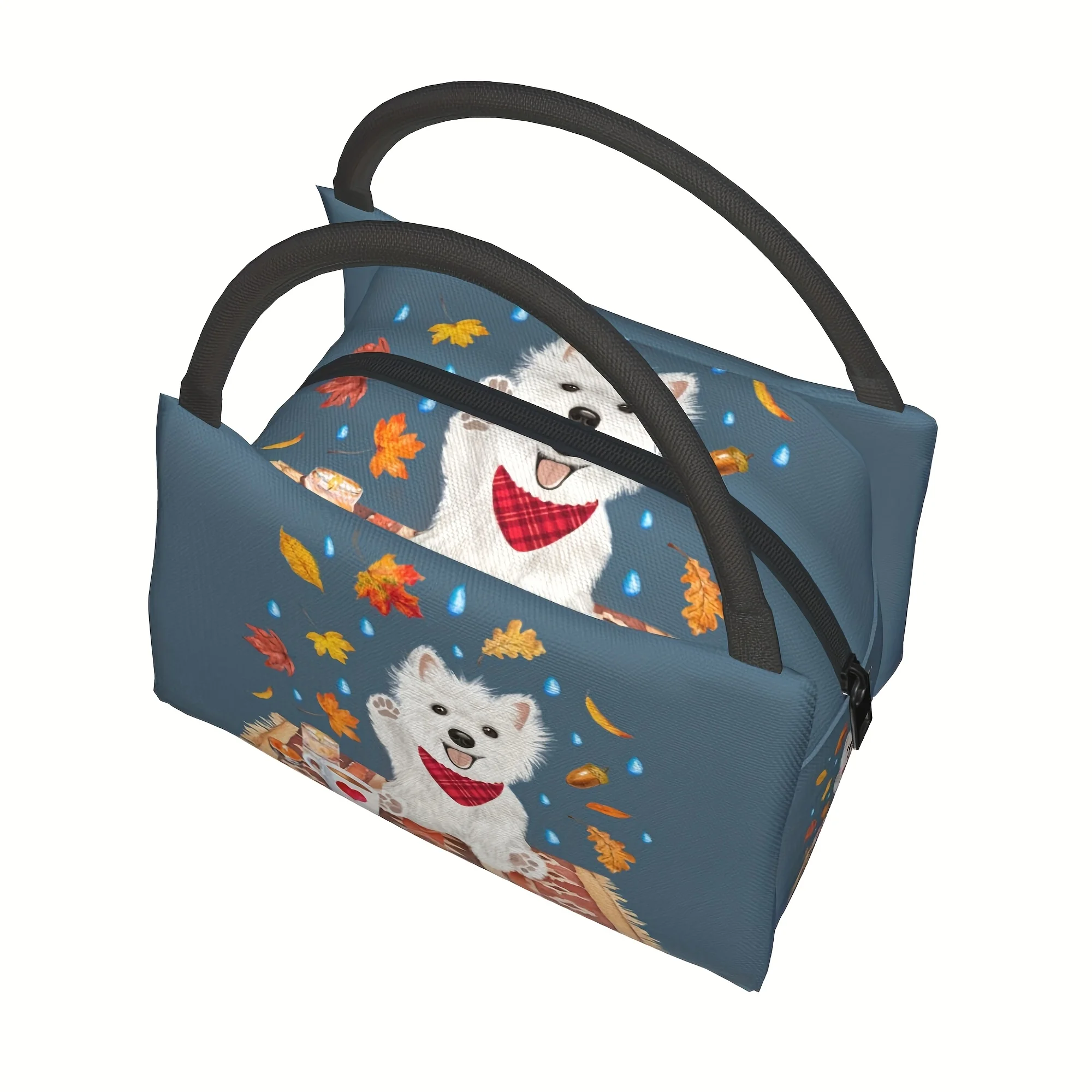 Westie Dog Autumn Picnic Insulated Lunch Bag Portable Reusable Thermal Tote