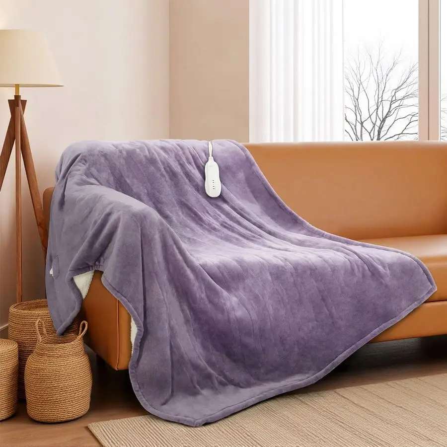 

Blanket Throw 50x60, ETL amp FCC Certified Electric Blanket with 3Hour Timer AutoOff amp 5 Heating Levels, Overheat Protection,