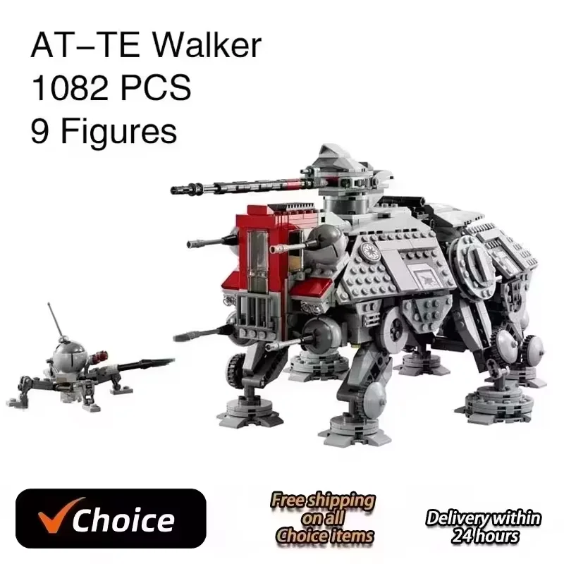 New AT-TE Walker All Terrain 1082PCS Building Blocks 75337 Display Model Sets with Clone Troopers Dwarf Spider Battle Droid Gift