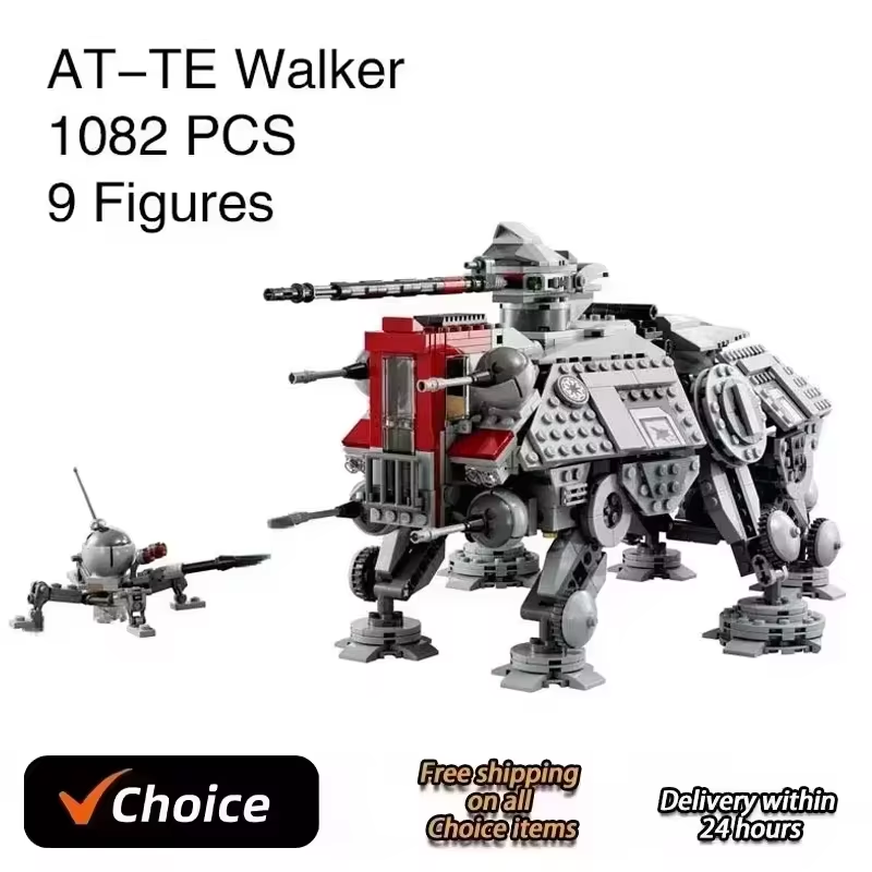  New AT-TE Walker All Terrain 1082PCS Building Blocks 75337 Display Model Sets with Clone Troopers Dwarf Spider Battle Droid Gift 