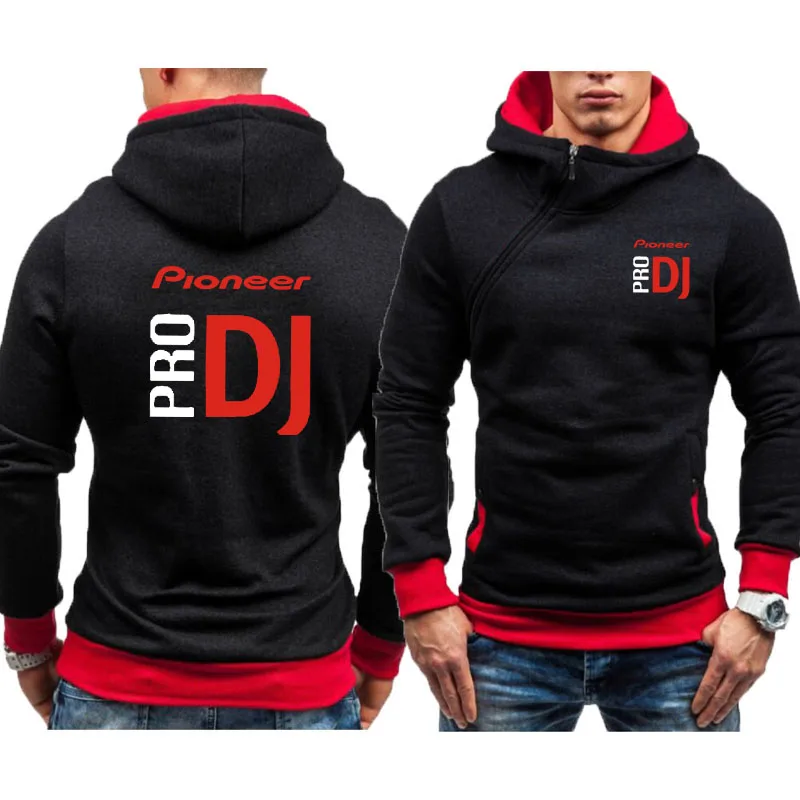 

New Spring Autumn men's hoodie dj Pioneer pro printing matching color Zipper Hoodies Men's Streetwear sweatshirt fleece pullover