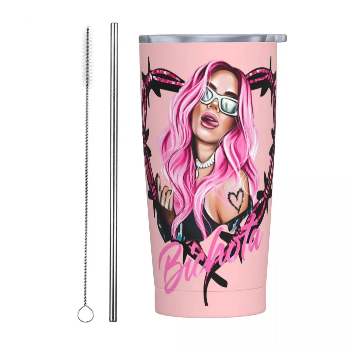 K-Karol G Music Singer Stainless Steel Tumbler Pink Columbia Car Mugs Design Thermal Cups Cold and Hot Milk Tea Water Bottle