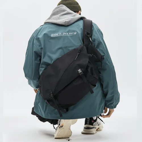 Imagen 1 del producto Bolso de hombro informal de nailon para hombre, bandolera para ordenador portátil escolar japonés para adolescentes, ropa de calle, bolso cruzado de viaje, bolsas de mensajero para hombre