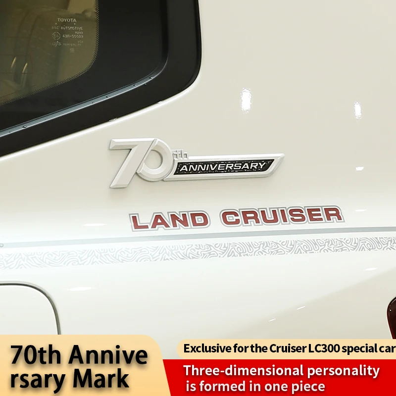 For Toyota Land Cruiser LC300 LC200 FJ200 Side Emblem 70th Anniversary 3D Chrome Emblem Trunk Badge Sticker Car Accessories