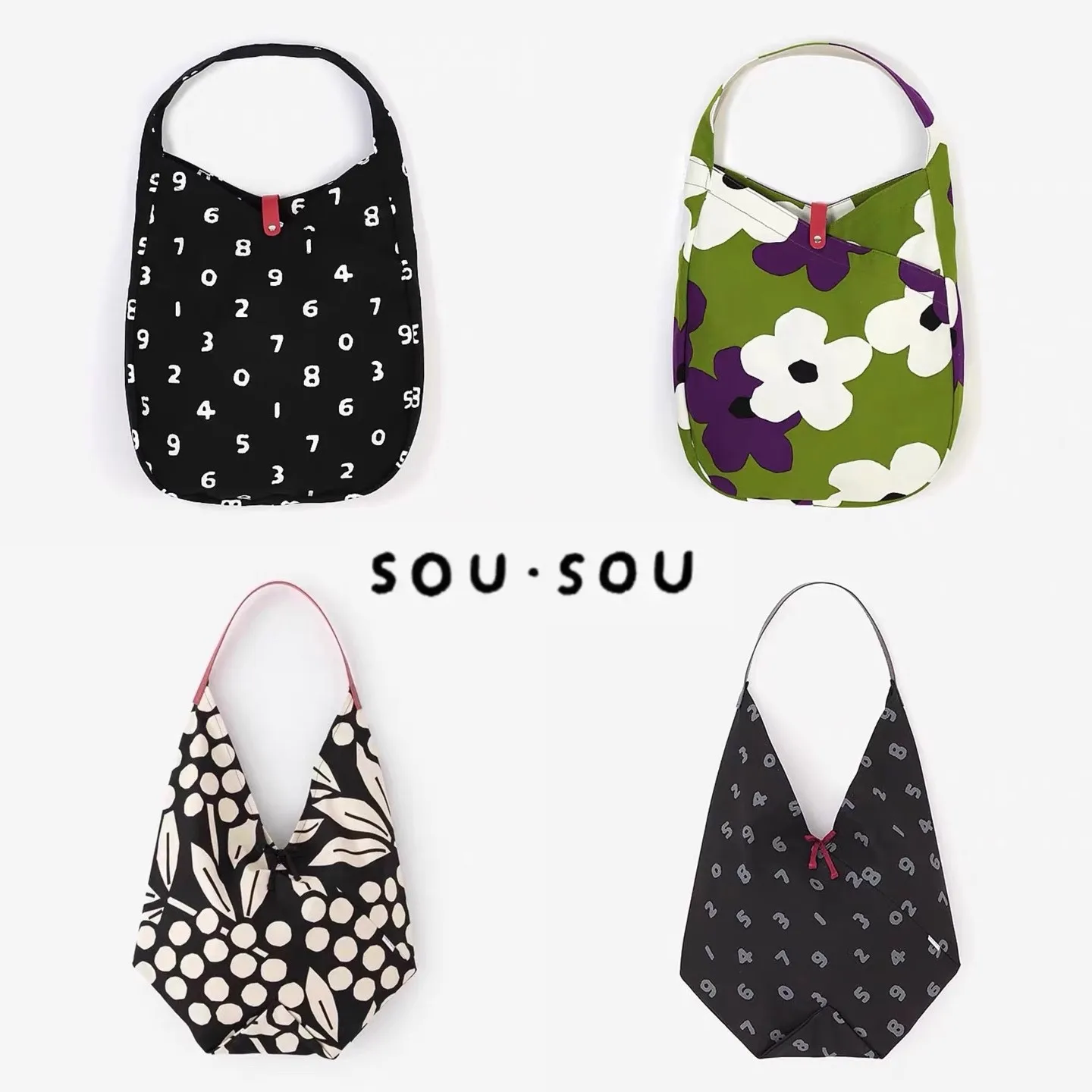 

Japanese Lazy Style Sousou Canvas Shoulder Bag Large Capacity Commuter Casual Women's Bag Floral Popular Elements Summer Youth