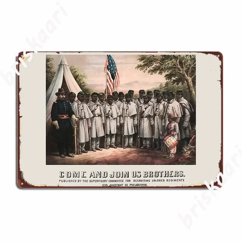 Colored Regiment Recruiting Poster Civil War 1864 Metal Sign Cinema Living Room Painting Décor Decoration Tin Sign Poster
