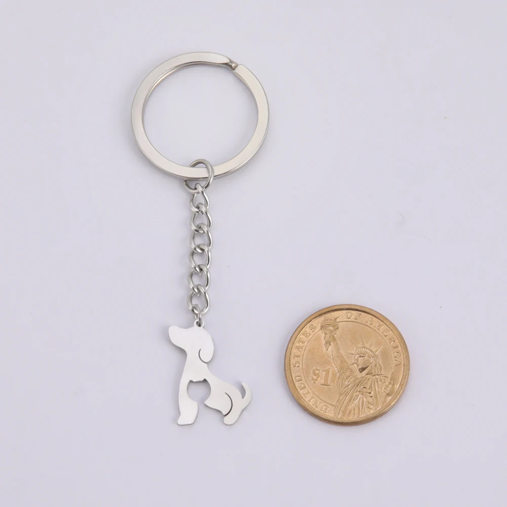 Cute Puppy Pendant Stainless Steel Keychain for Men Women Birthday Gifts Lovely Dog Animal Simple Trend Jewelry Car Key Chain