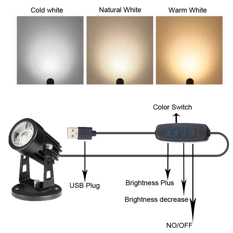 LED Spot Light Indoor Accent Lighting Plant Spotlight 6W Waterproof Angle Adjustable Dimmable Uplight for Home Living Room Yard