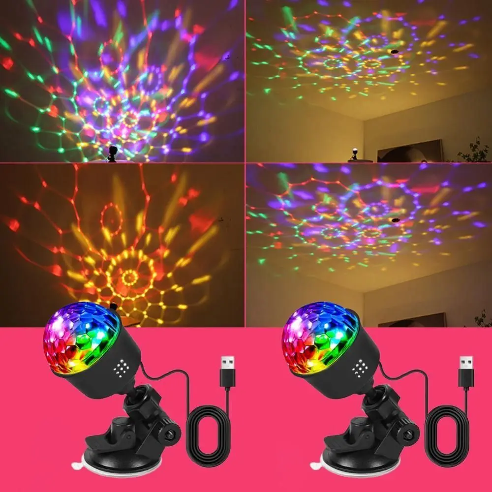 New ABS LED Disco Light Rotating Projection Suction Cup Base Disco Ball Light USB Powered RGB Projection Lamp Home Party