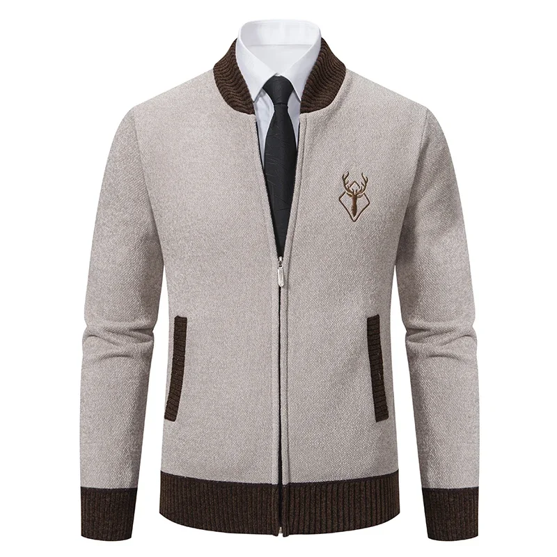 

2026 New Fashion Full Zip Cardigan Sweaters Casual Jacket Male Autumn Winter Clothing Men's Fashion Knitted Sweater Jacket