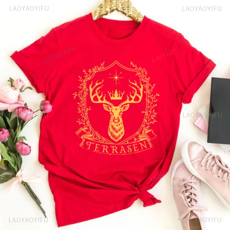 Terrasen T Shirt Throne of Glass Merch Sarah J Maas Bookish Women T-Shirt Booklover Gift ACOTAR Crescent City Velaris Cotton Tee