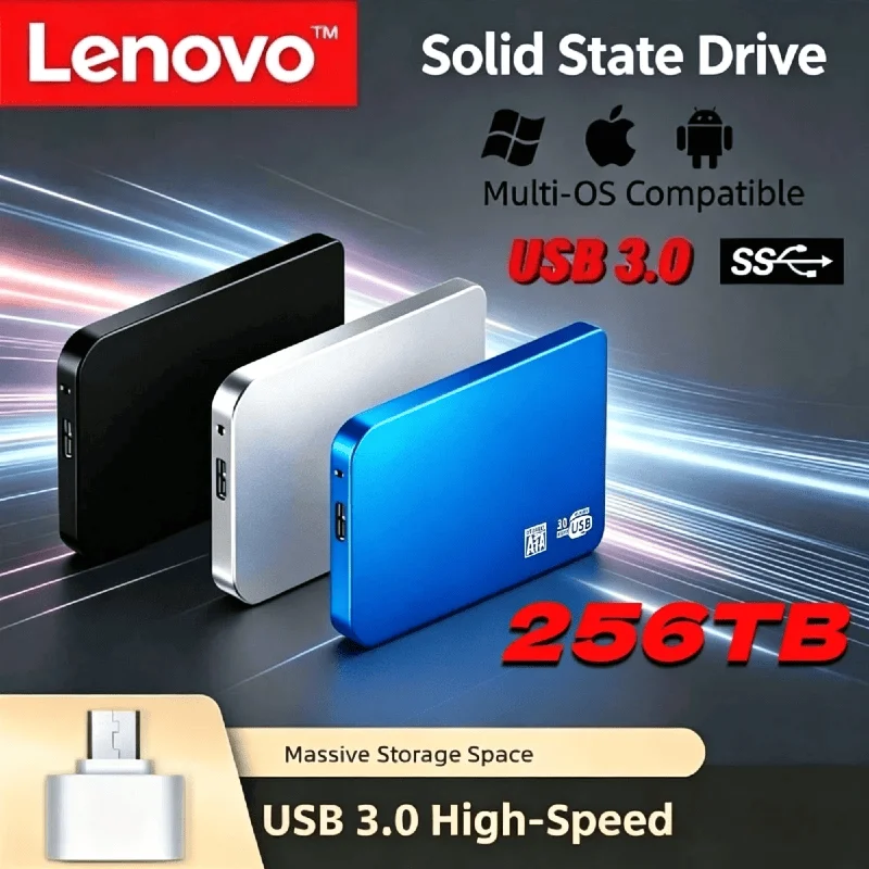 

Lenovo Original Portable SSD USB 3.0 High-Speed Transmission Large Capacities 2TB to 64TB Massive Storage External Disk For Mac