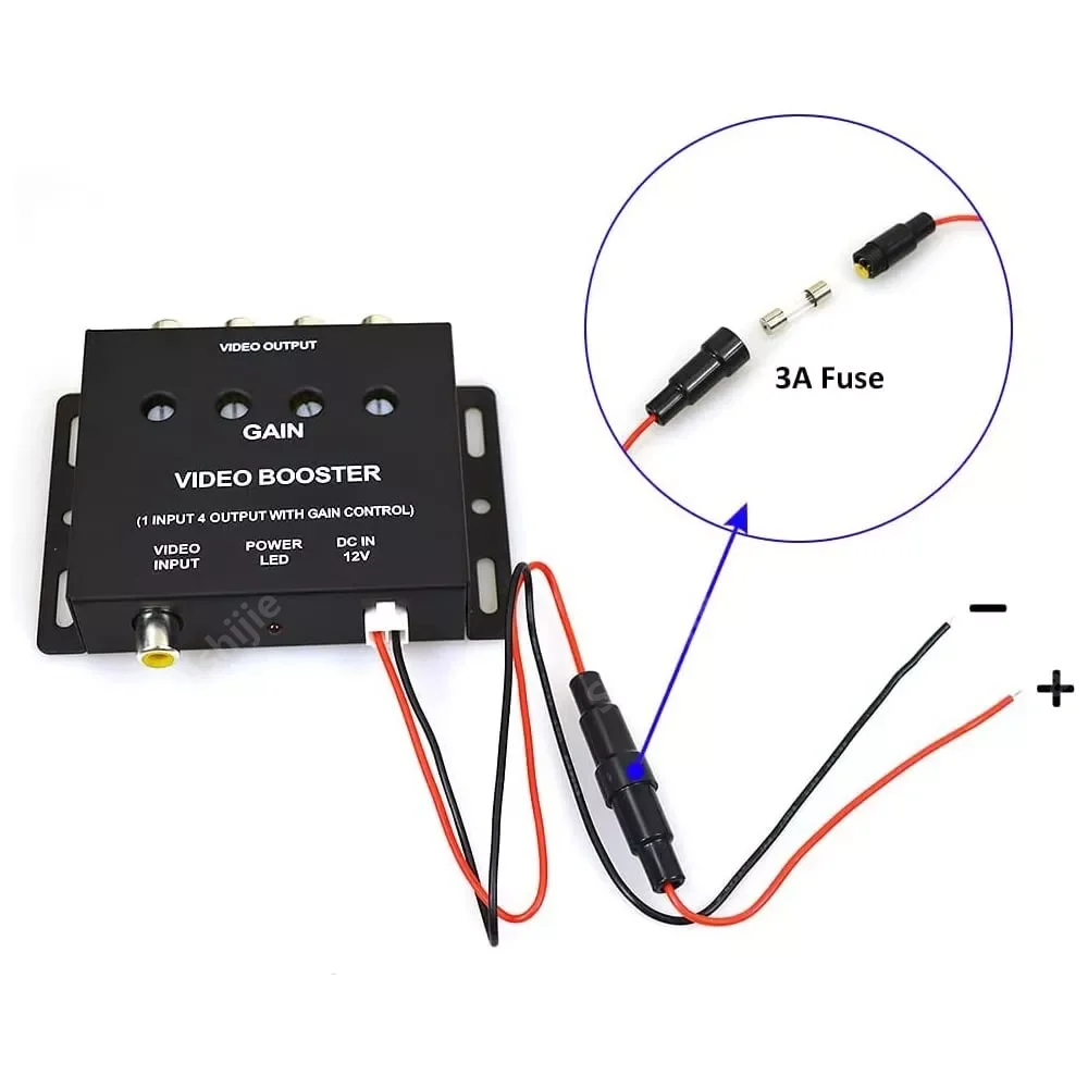 Auto Video Splitter 1 Tot 4 Kanaals Av Video Versterker Splitter Booster Ondersteuning Cvbs & Ahd 720 Signaal Voor Auto Lcd Dvd-Speler