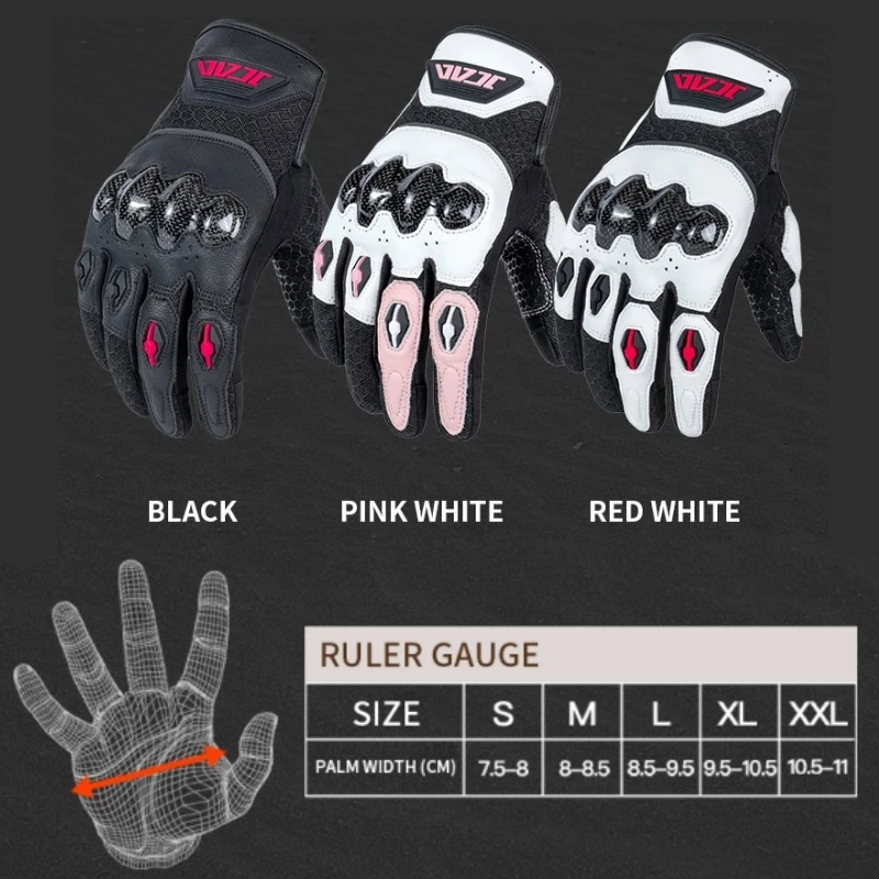2025 Motorcycle Leather Gloves Summer Full Finger Guantes Moto Touch Screen Carbon Protective Motocross Motorbike Riding Gloves