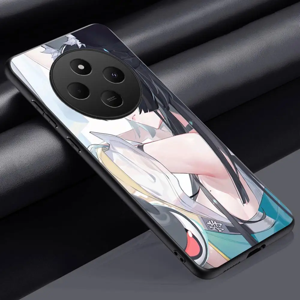 Hoshimi Miyabi sexy pattern Phone Case For Xiaomi Redmi 13C, 14C, Note14, 13, 12, 11, 10 Pro Plus S, Soft Black Phone Cover