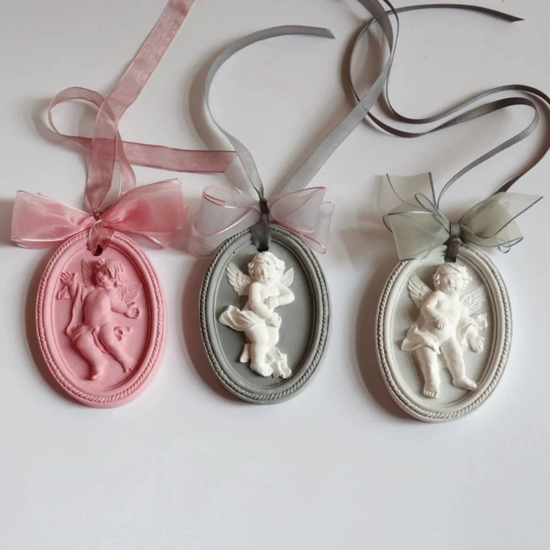 Hanging Angel Silicone Mold Oval Shaped Gypsum Hanging Wax Sheet With Hole Plaster Moulds