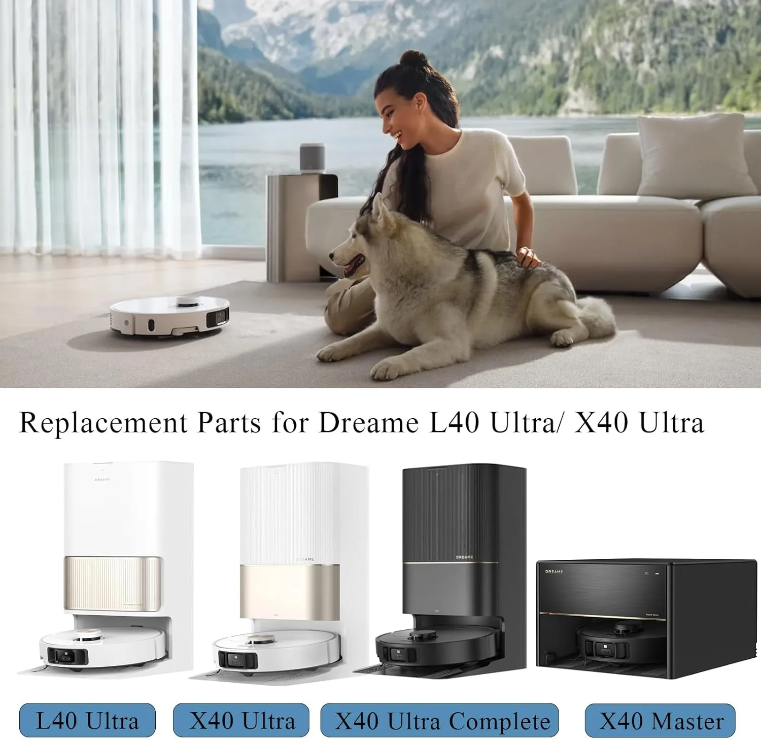 Dreame X40 Ultra / X40 Pro / L40 Ultra قطع غيار مكنسة الروبوت فرش جانبية رئيسية ممسحة ملابس مرشحات HEPA ملحقات أكياس الغبار