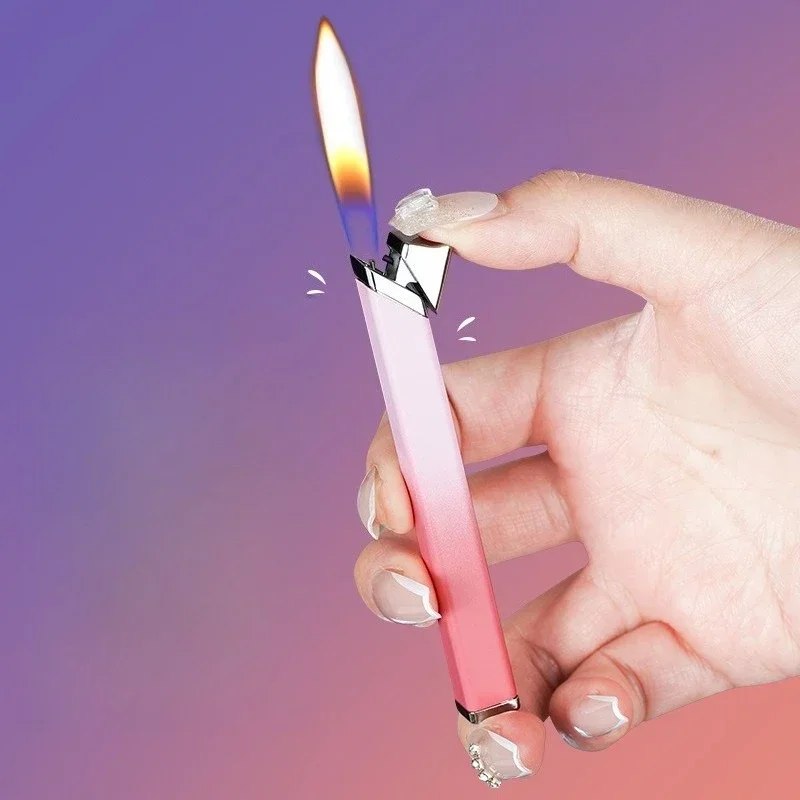 ولاعة معدنية صغيرة بشريط طويل إبداعي للمطبخ بحجم الجيب ولاعة صغيرة محمولة في الهواء الطلق ولاعة غاز البوتان #3