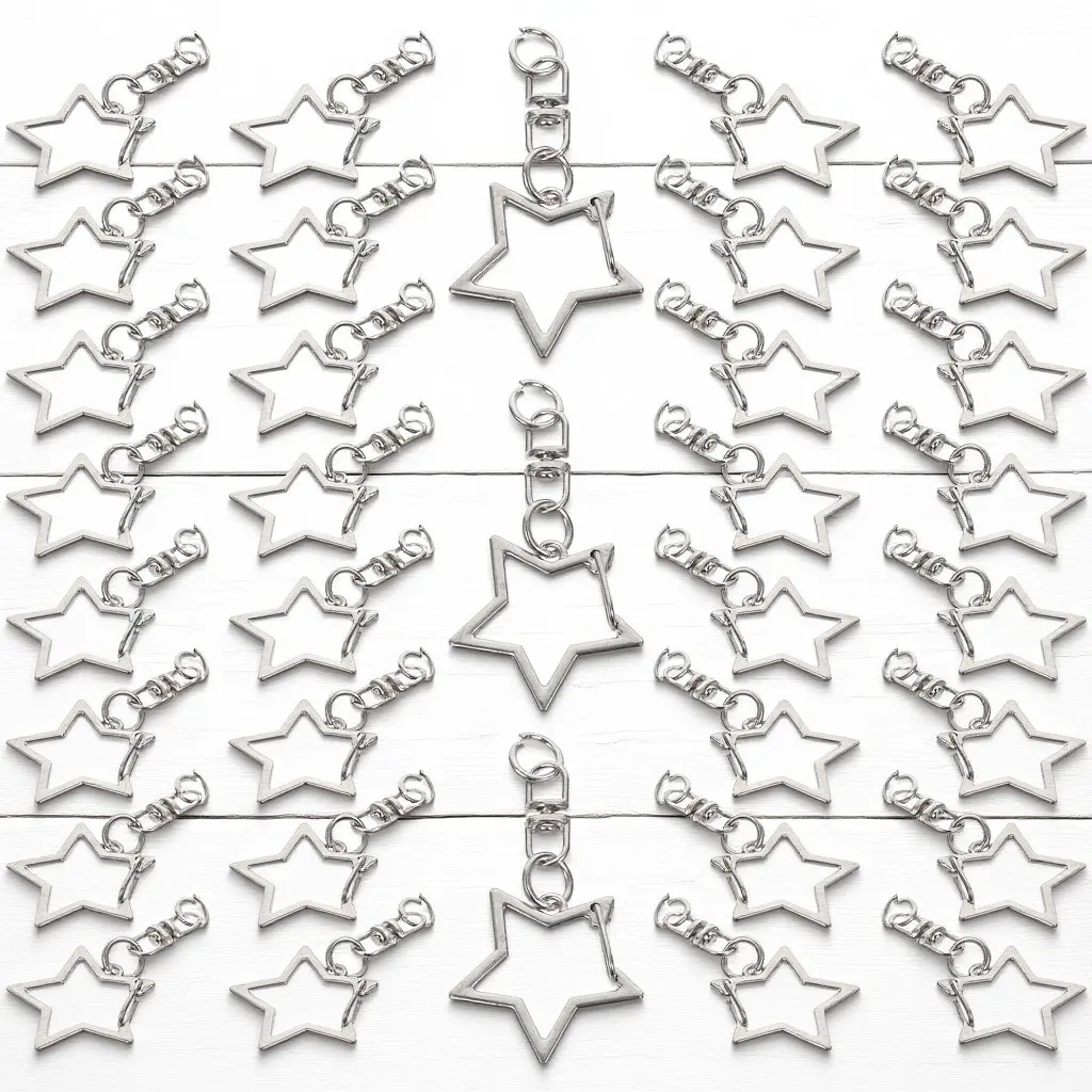 

60 шт. металлических поворотных карабинов в форме звезды для изготовления брелоков и шнурков, оптом